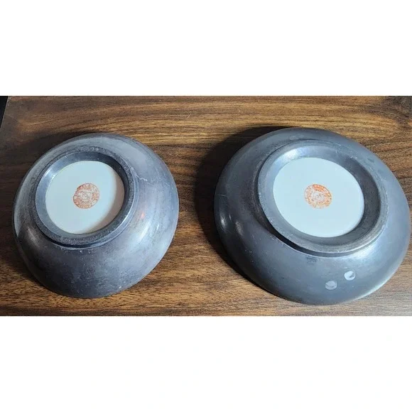 2 Japanese Porcelain Ware Bowl - ACF‎ Encased Multi Colored Porcelain Dish